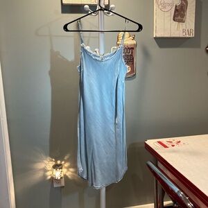 Versona Sky Blue Frayed Edge Dress